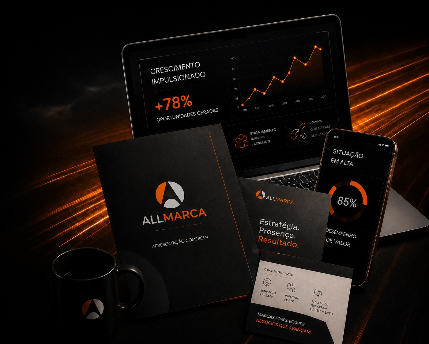 Materiais de apresentação e presença digital da Allmarca
